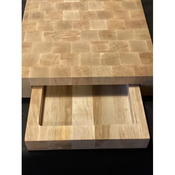 Billot à Poser En Bois Debout De Charme Avec Tiroir 50 X 40 Cm 4 Billot à Poser En Bois Debout De Charme Avec Tiroir 50 X 40 Cm – Image 2