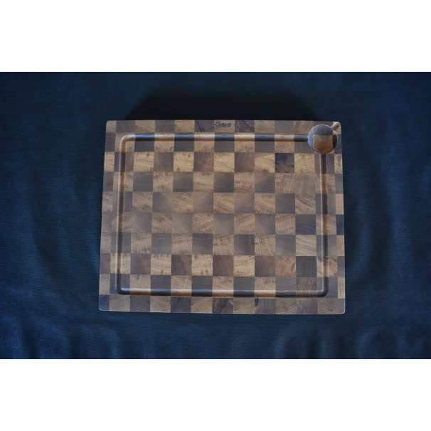 Billot à Poser En Bois Debout De Noyer Et Chêne Et équerres Inox 50 X 40 Cm 5 Billot à Poser En Bois Debout De Noyer Et Chêne Et équerres Inox 50 X 40 Cm – Image 3