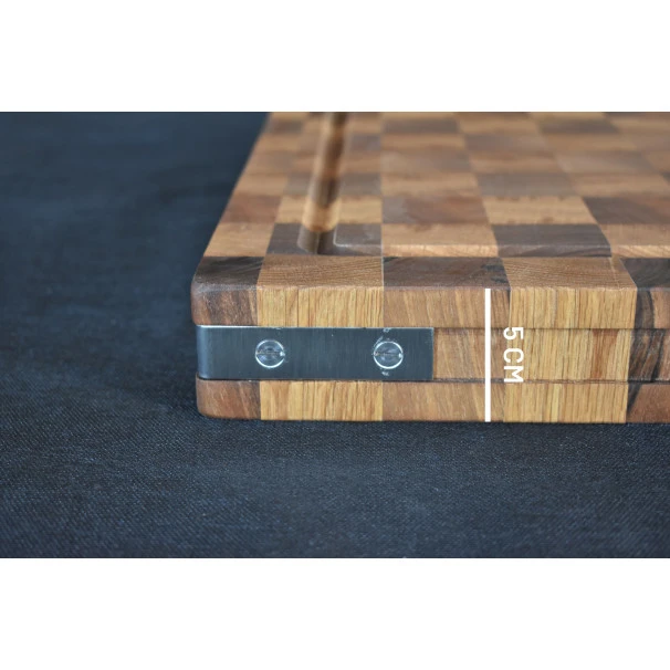 Billot à Poser En Bois Debout De Noyer Et Chêne Et équerres Inox 50 X 40 Cm 6 Billot à Poser En Bois Debout De Noyer Et Chêne Et équerres Inox 50 X 40 Cm – Image 4