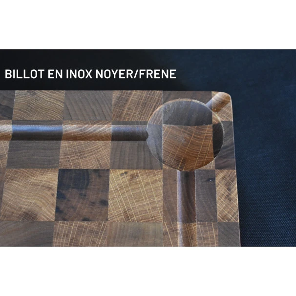 Billot à Poser En Bois Debout De Noyer Et Chêne Et équerres Inox 50 X 40 Cm 7 Billot à Poser En Bois Debout De Noyer Et Chêne Et équerres Inox 50 X 40 Cm – Image 5