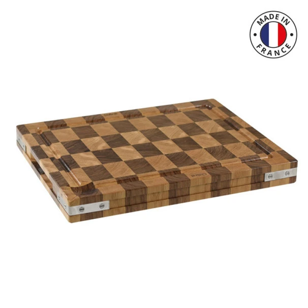 Billot à Poser En Bois Debout De Noyer Et Chêne Et équerres Inox 50 X 40 Cm 3 Billot à Poser En Bois Debout De Noyer Et Chêne Et équerres Inox 50 X 40 Cm