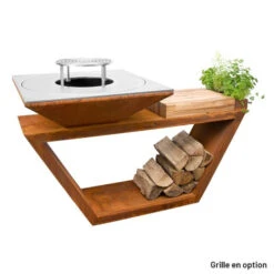 Braséro Plancha Artiss G4 Corten 90 Cm Plaque Acier Et Tablette Bois 13 Braséro Plancha Artiss G4 Corten 90 Cm Plaque Acier Et Tablette Bois -Barbecue Délices Promo brasero artiss g4 corten plancha acier carbone et tablette bois 3