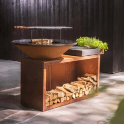 Nouveaux produits 20 Braséro Plancha OFYR Island 100 Acier Corten Billot Céramique