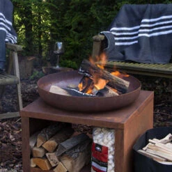 Nouveaux produits -Barbecue Délices Promo brasero storage acier corten esschert rond 80 cm 1