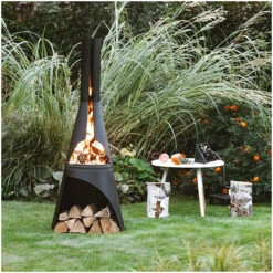 Cheminée D'extérieur Huugy Kerria L Diam 54 Métal Noir -Barbecue Délices Promo cheminee kerria l diam 54 metal noir 2