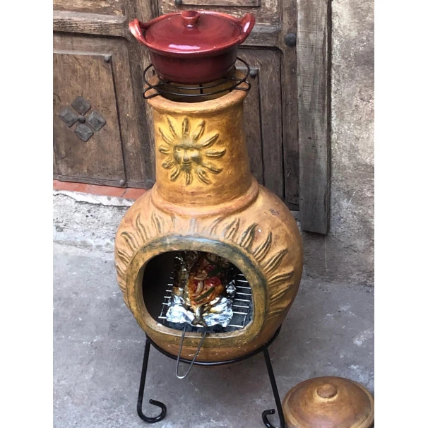 Cheminée Mexicaine Extérieure Grand Modèle 106 Cm Soleil Jaune 6 Cheminée Mexicaine Extérieure Grand Modèle 106 Cm Soleil Jaune – Image 4