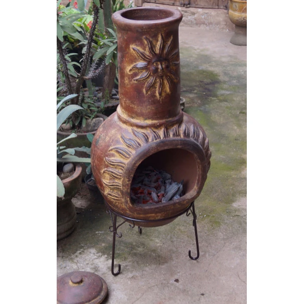 Cheminée Mexicaine Extérieure Grand Modèle 106 Cm Soleil Rouge 5 Cheminée Mexicaine Extérieure Grand Modèle 106 Cm Soleil Rouge – Image 3