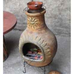 Cheminée Mexicaine Extérieure Jumbo 113 Cm Soleil Jaune -Barbecue Délices Promo cheminee mexicaine jumbo soleil jaune 113cm sur base 3