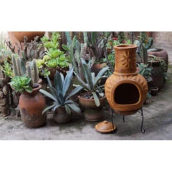 Cheminée Mexicaine Extérieure Jumbo 113 Cm Soleil Jaune -Barbecue Délices Promo cheminee mexicaine jumbo soleil jaune 113cm sur base 4