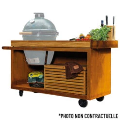 Table OFYR Pro Pour Big Green Egg Corten Bois Teck -Barbecue Délices Promo kamado ofyr table pro bois de teck bge 2