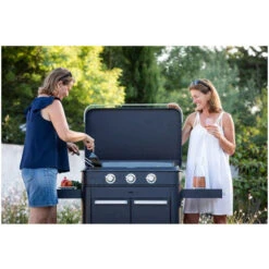 Plancha Gaz Eno 80 Enosign Blue Navy 3 Brûleurs 70 X 40 Avec Couvercle -Barbecue Délices Promo plancha enosign gaz 80 bleu navy capot 3