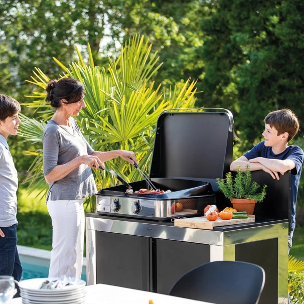 Plancha Gaz Eno 65 Enosign Inox Et Noir 2 Brûleurs 56 X 40 Avec Couvercle 4 Plancha Gaz Eno 65 Enosign Inox Et Noir 2 Brûleurs 56 X 40 Avec Couvercle – Image 2