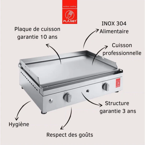 Ensemble Plancha Gaz Inox Planet Chef 80 Sur Chariot 4 Ensemble Plancha Gaz Inox Planet Chef 80 Sur Chariot – Image 2