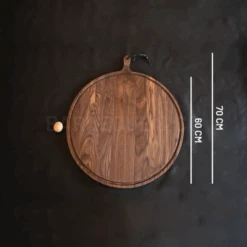 Planche à Découper Ronde Avec Rigole En Noyer 60 Cm