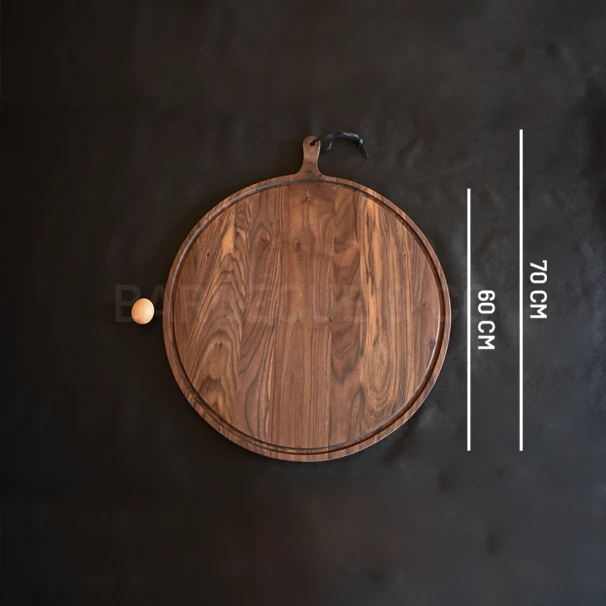 Planche à Découper Ronde Avec Rigole En Noyer 60 Cm 3 Planche à Découper Ronde Avec Rigole En Noyer 60 Cm